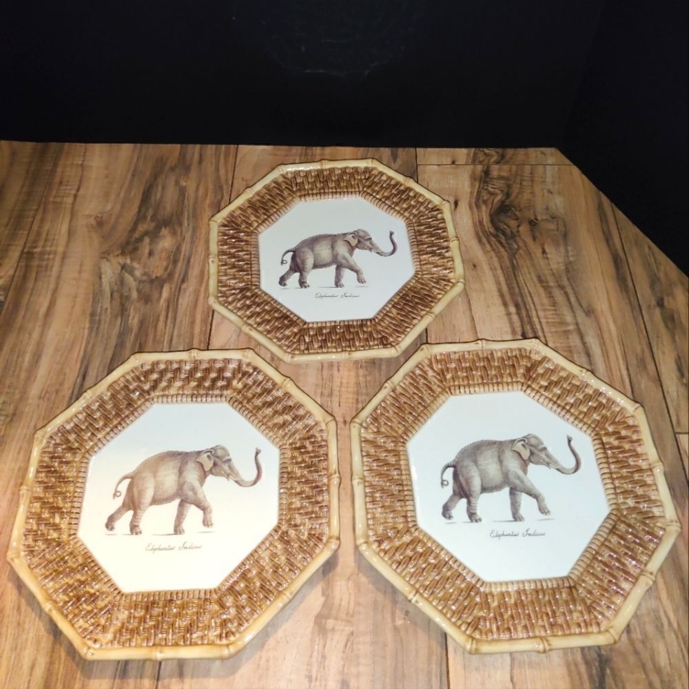 Raymond Waites Empire Elephantus Indicus Plate 9'in Set Of 3